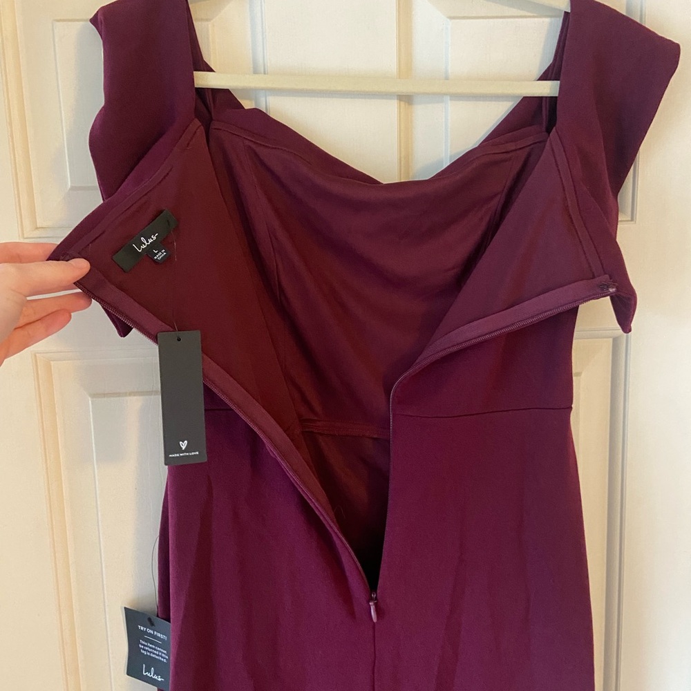 Lulu's Strapless Burgundy Gown - Picture 7 of 9